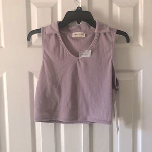 Love Wins dusty Lilac cropped collared sleeveless top size XL NWT